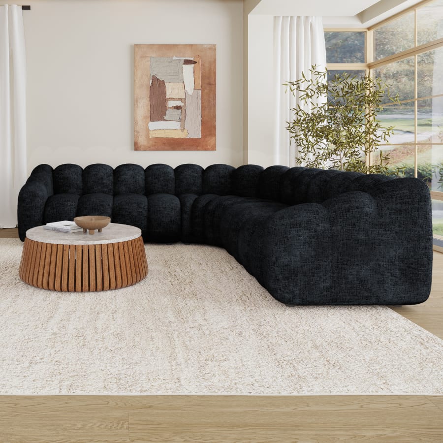 Canapé d'angle réversible en tissu noir